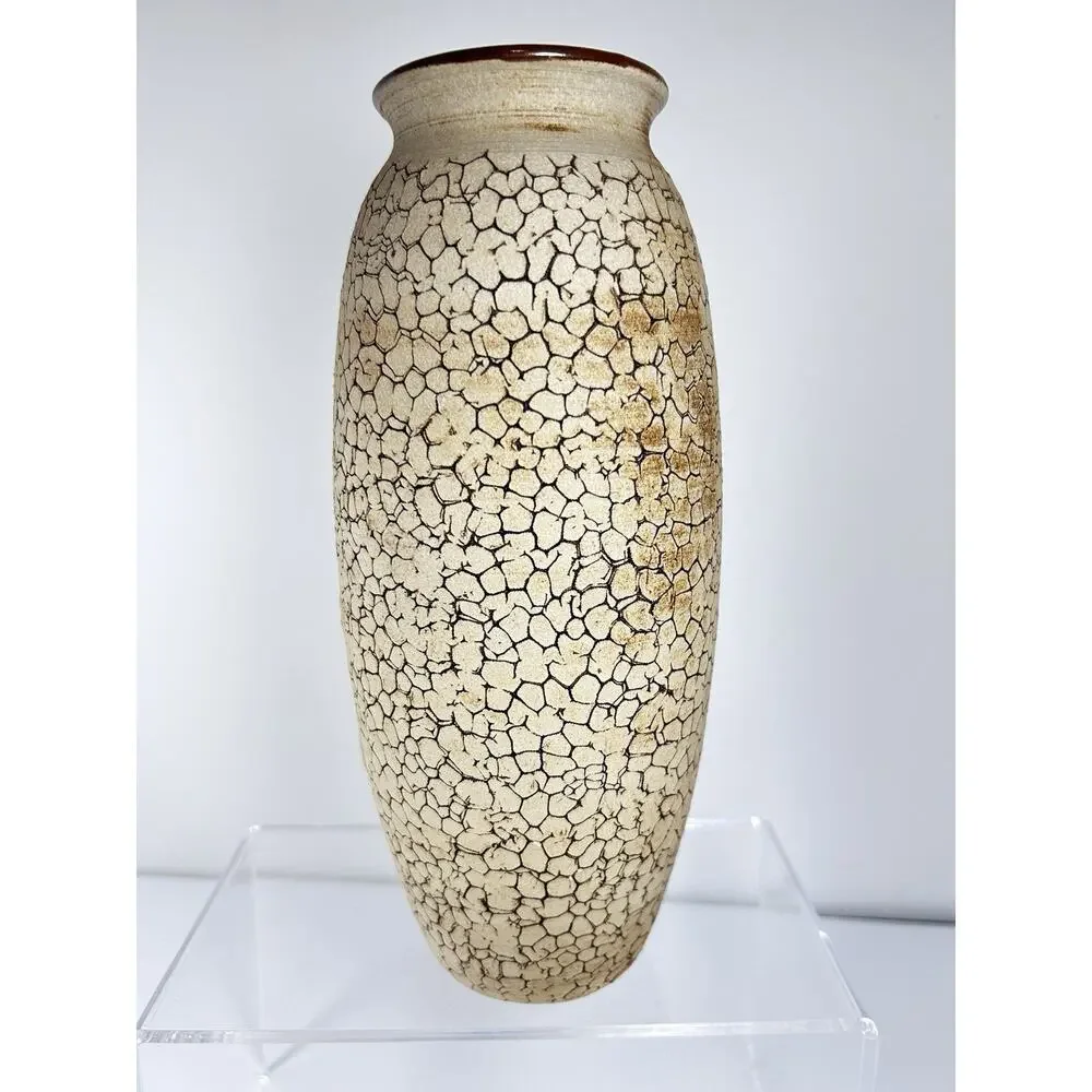 Wartook Pottery Australia Vase Gum Leaf Design Hand Crafted 9" Vintage Primitive - Picture 4 of 8
